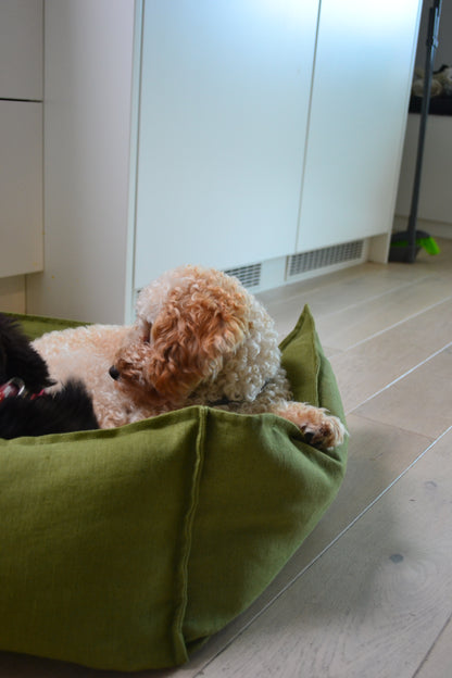 Moss Colour Sustainable / Eco Friendly Soft Linen Dog Bed
